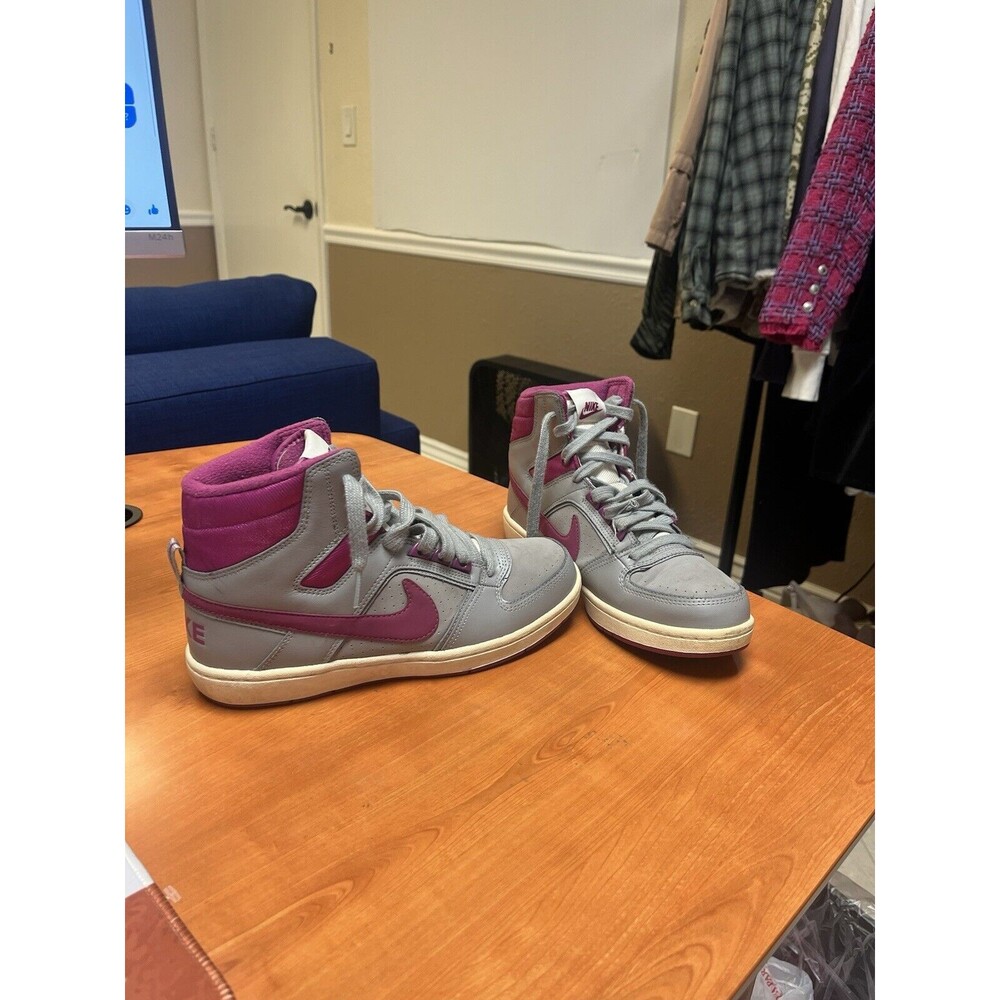 Nike Women's High-Top Athletic Sneakers in Gray and Magenta